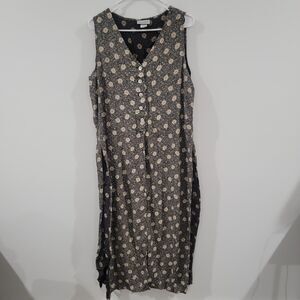 Vintage Breakin Lose Womens Maxi Dress Size 13 Floral‎ Button Up Overdress Pearl